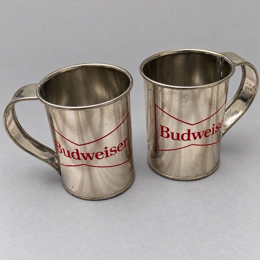 Vintage Tin mug / Cup Anheuser Busch Budweiser Metal Tin Mug Cup (2pk bundle)
